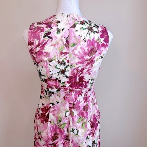 Dress Barn Pink Floral Print Sleeveless Sheath Dress Size 4Petite **Like New** - Picture 6 of 12